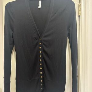 SOFT Black Cardigan with Gold snap Buttons XL